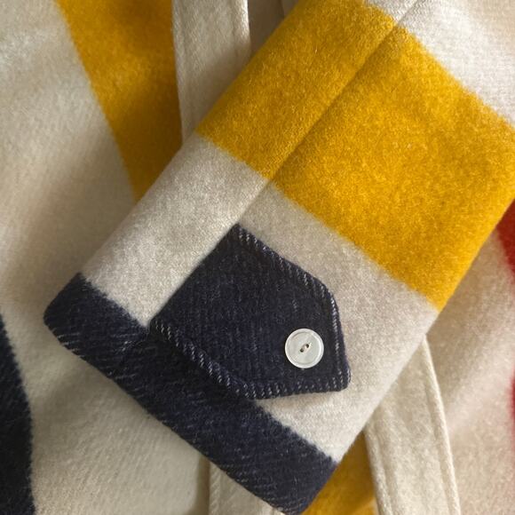 PENDLETON x HUDSON'S BAY | Vintage Wool Coat Jacket Red Yellow Navy Green | XL - Picture 7 of 10